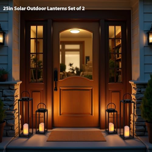 Large Solar Outdoor Lanterns Set of 2