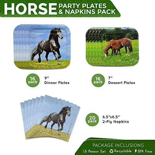 Blue Orchards Horse Party Plates Napkins 52 Pieces