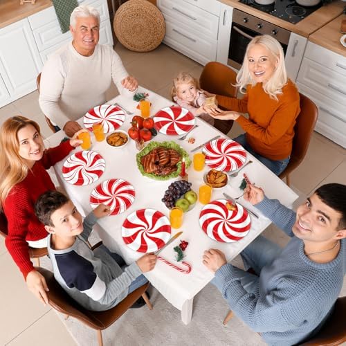Wiooffen 80Pcs Christmas Peppermint Plates Party Supplies