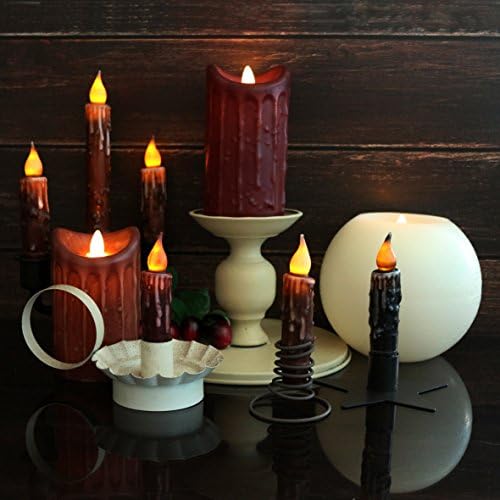 CVHOMEDECO Real Wax LED Timer Taper Candles 4-34 Inch Brown 2 Pack