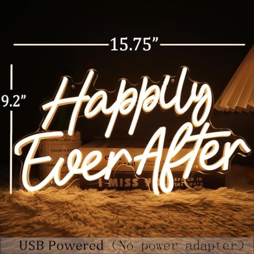 SYLHOME Happily Ever After LED Neon Light Sign Decor