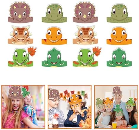 Didiseaon 12pcs Dinosaur Birthday Party Hats for Kids