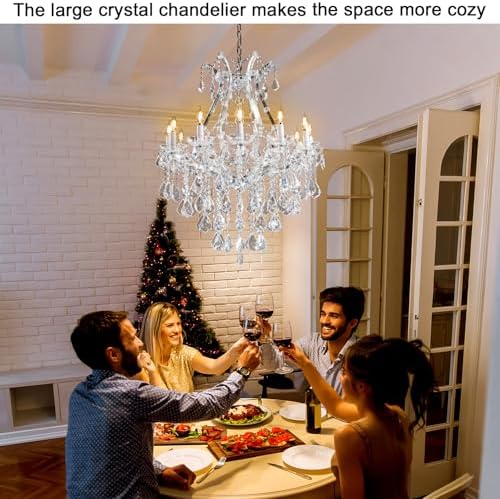 BEIRIO 12-Light K9 Crystal Chandelier Luxury Modern