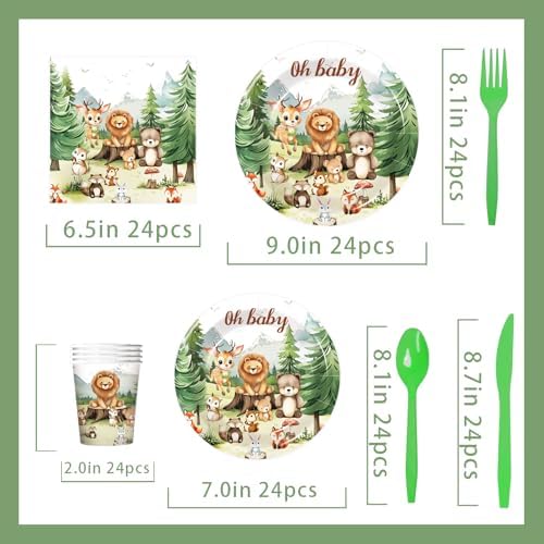 168 Pcs Safari Party Tableware Set for 24 Guests