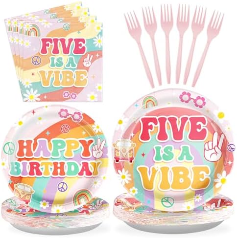 Grencian 96Pcs 5th Birthday Party Tableware Set