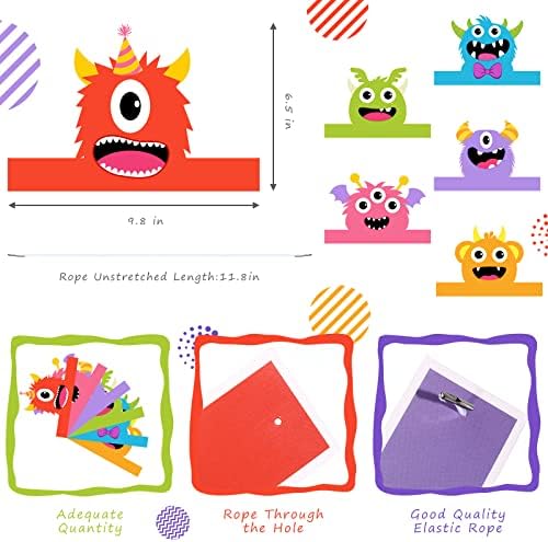 Aoriher 12 Pcs Monster Paper Hats Party Headbands for Kids