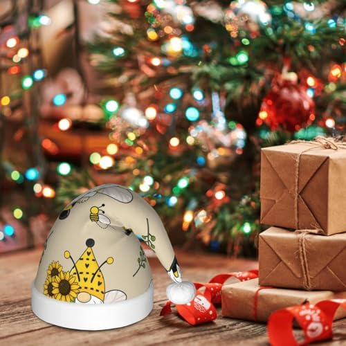 Salelf Gnomes Bees Sunflowers Santa Hat for Kids