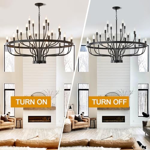 393 Inch Black Chandeliers for Dining Room 24 Light