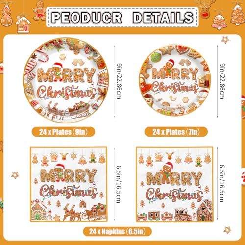 185Pcs Gingerbread Party Supplies Plates Napkins Banner