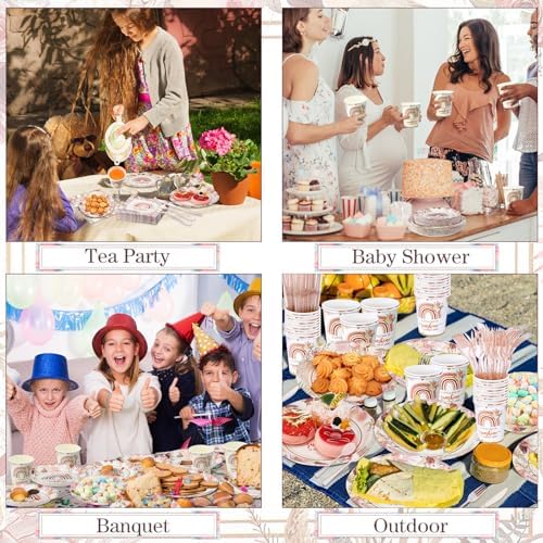 Ziliny 350 Pcs Boho Baby Shower Tableware Set
