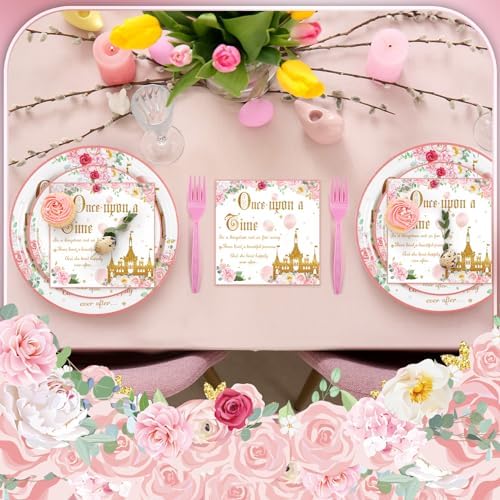 Sunnyray 96 Piece Castle Birthday Tableware Set for 24 Guests
