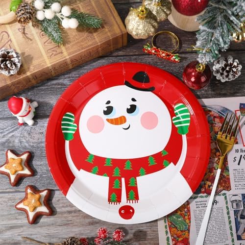 Whaline 9 Inch Christmas Paper Plates 24Pcs