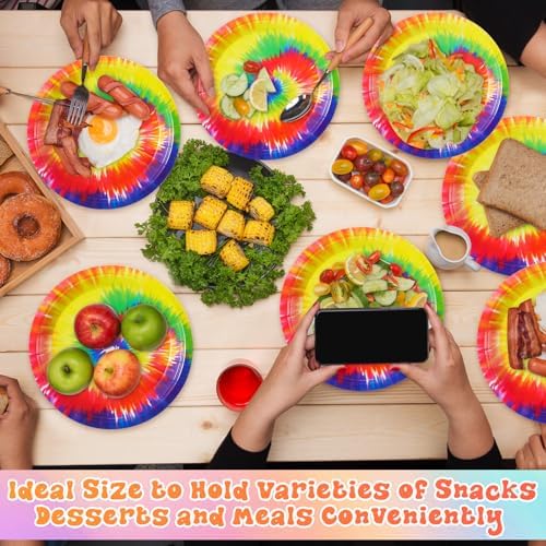 Mimorou 100 Pcs Tie Dye Plates 9 Inch Party Supplies