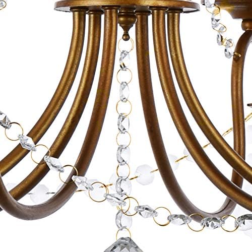 Modern 6 Light Candle Style Chandelier with Crystal Accents Gold