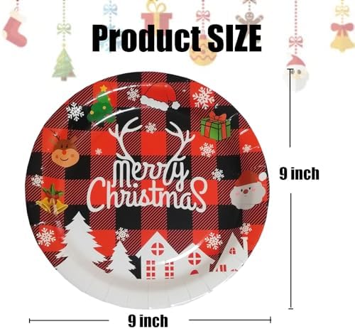 40 Pcs 9 Inch Christmas Paper Plates for Party