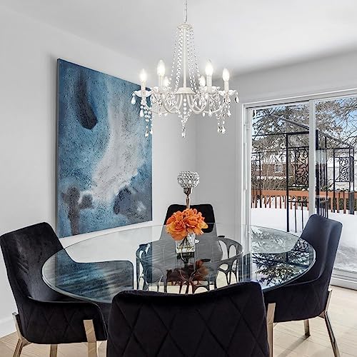 6-Light French Country Crystal Chandelier for Dining Room and Bedroom