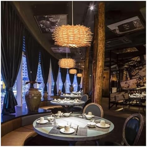 Boho Style Bird Nest Rattan Chandelier Ceiling Light
