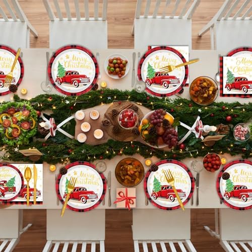 Oigco Christmas Truck Dinnerware Set for 24 Guests