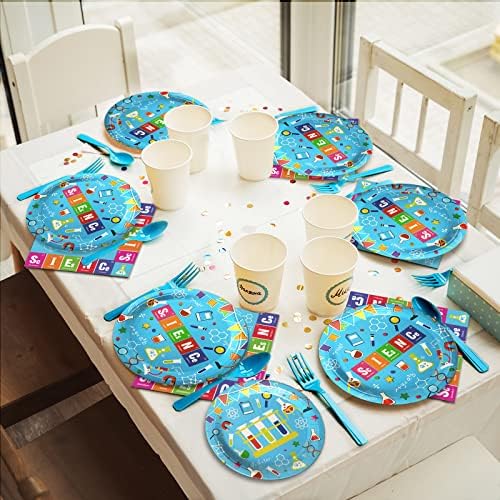 Wiooffen 96 Pcs Science Party Tableware Set