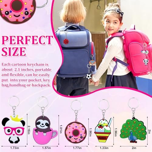 45PCS Cartoon Keychains Bulk for Kids Party Favors