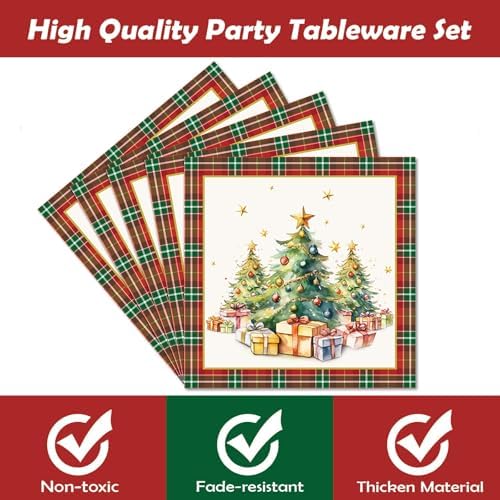 Dixutzi 96Pcs Christmas Plates and Napkins Set