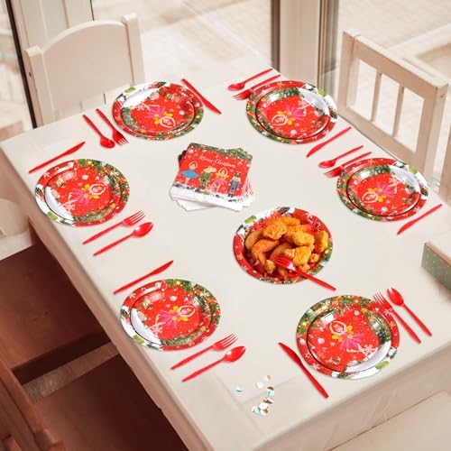 SiliFine 150 Pcs Christmas Tableware Set for 25 Guests