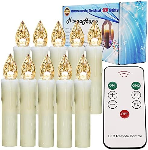 HANNAHONG 10 Pcs LED Flameless Taper Candles with Remote Control