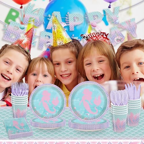 170Pcs Mermaid Birthday Decorations Set for 24 Guests
