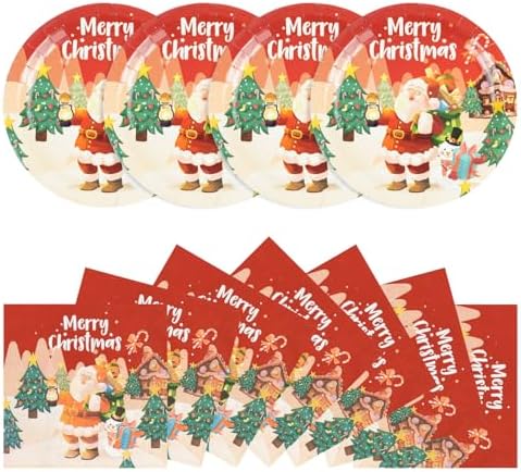 40PCS Christmas Paper Plates and Napkins Set