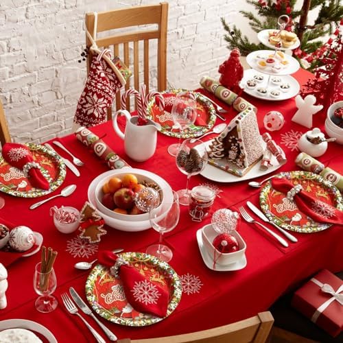 AFZMON 50 Pack 7 Inch Christmas Tree Themed Disposable Plates