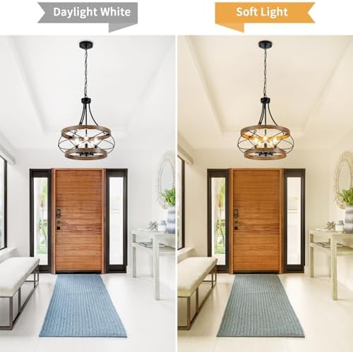 5 Light Farmhouse Chandelier with Rustic Drum Design