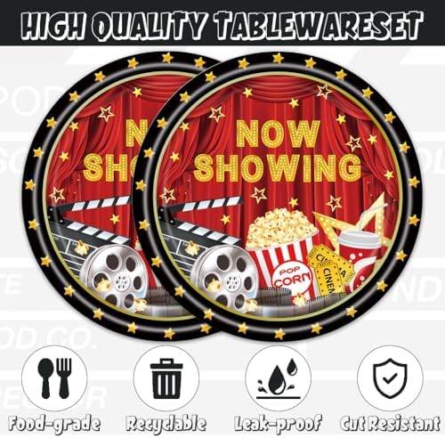 40Pcs Movie Night Party Decorations Tableware Set