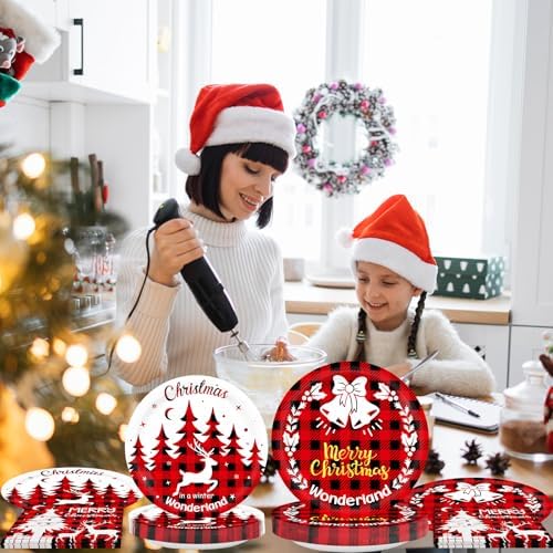 150pcs Red Buffalo Plaid Christmas Party Tableware Set for 50 Guests
