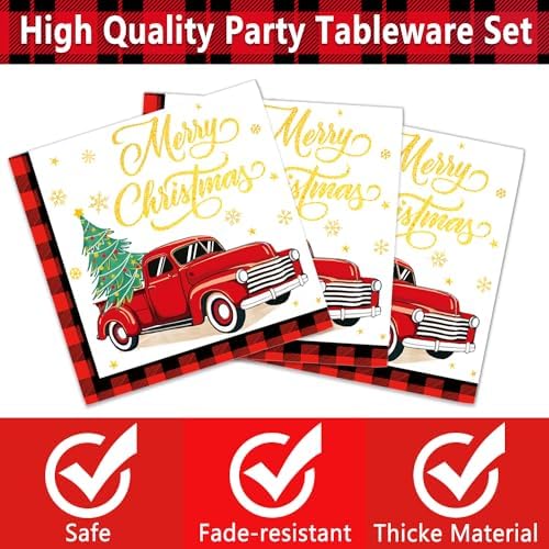 Oigco Christmas Truck Dinnerware Set for 24 Guests