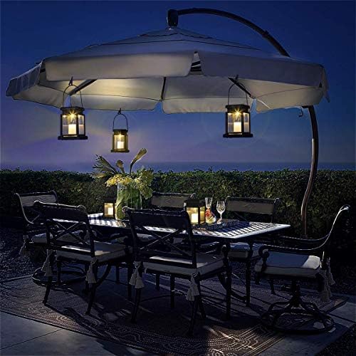 GIGALUMI 8 Pack Solar Hanging Lanterns with Stakes - Warm White