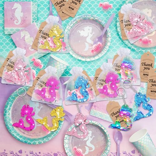CiciBear 25 Pack Mermaid Sequin Keychains
