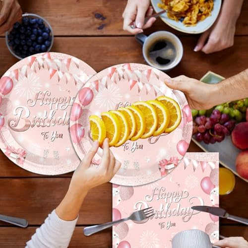 40pcs Pink Rose Gold Plates Party Set