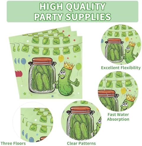 96 Pcs Funny Pickle Birthday Party Plates and Napkins Set