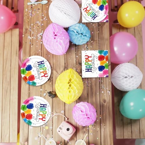Happy Birthday Decorations Party Plates Napkins Set