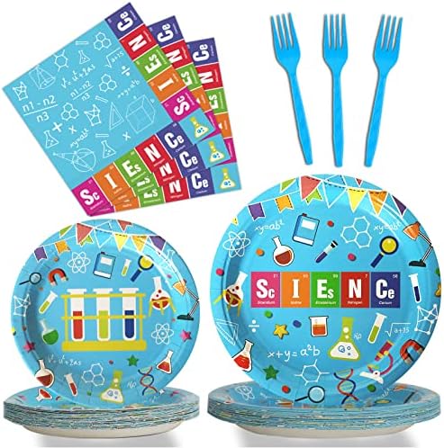 Wiooffen 96 Pcs Science Party Tableware Set