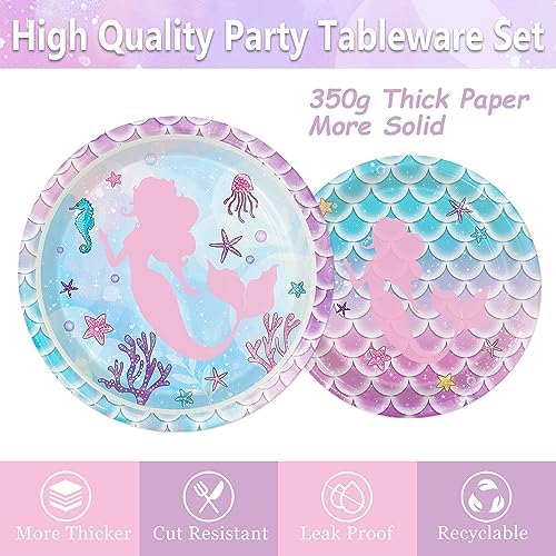 122Pcs Mermaid Party Decor Set for 24 Guests