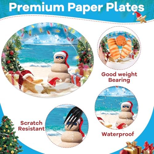 50 Pcs Tropical Christmas Oval Plates for Party