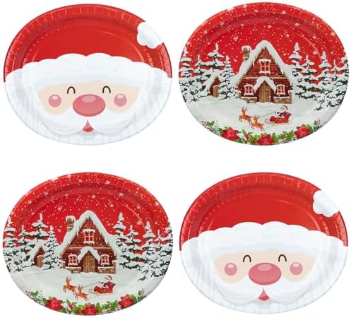 YY Christmas Party Oval Paper Plates Set of 50 12in