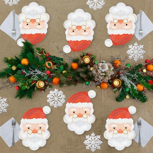 YY Santa-Shape Paper Plates Set of 60 for Christmas Party