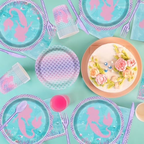 170Pcs Mermaid Birthday Decorations Set for 24 Guests