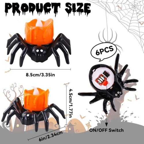 6PCS Halloween Spider LED Tea Light Decorations