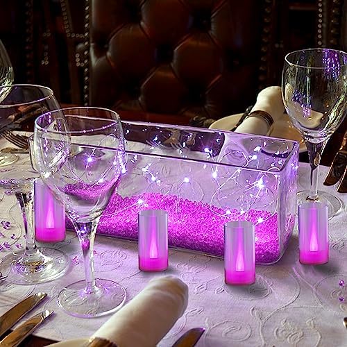 LANKER Flameless Candles LED Pillar Set of 12 Pink
