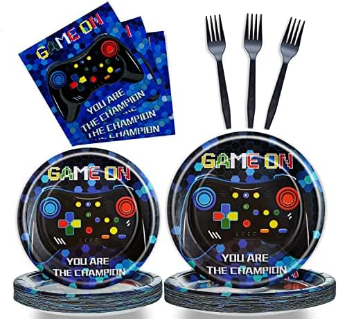 Fesciory 96 Pcs Video Game Party Tableware Set