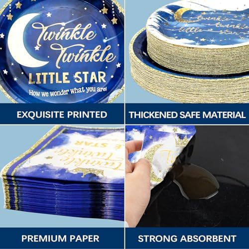 180PCS Twinkle Twinkle Little Star Party Plates Napkins Set Serve 60