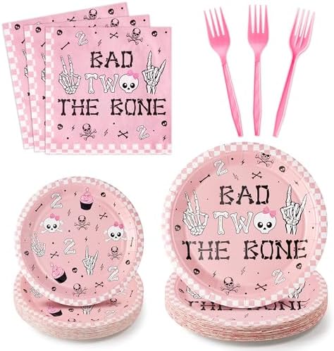K1tpde 96PCS Skeleton Themed Party Tableware Set